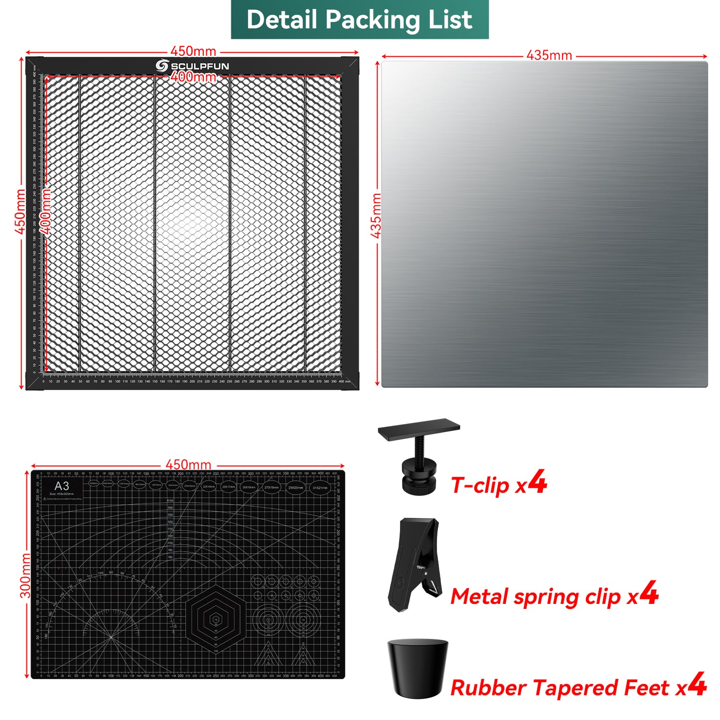 SCULPFUN H3 400x400mm Laser Cutting Honeycomb Panel Workbench Suitable for Diode, CO2 Laser Engraving Machine Professional metal clamps Easy to Observe Desktop Protection