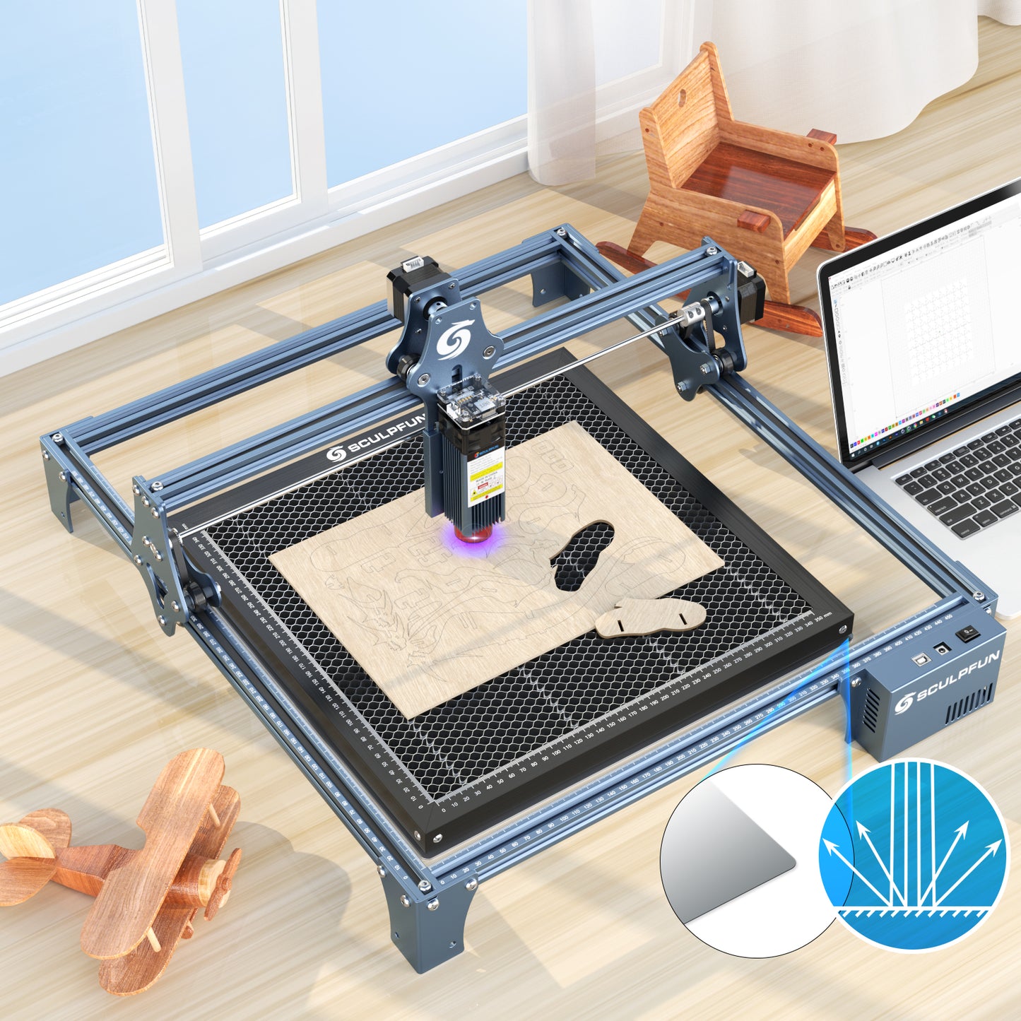 SCULPFUN Laser cutting Honeycomb Working Table Board Platform for CO2 or diode Laser Engraver Cutting Machine 400x400mm easy-observing table-protecting