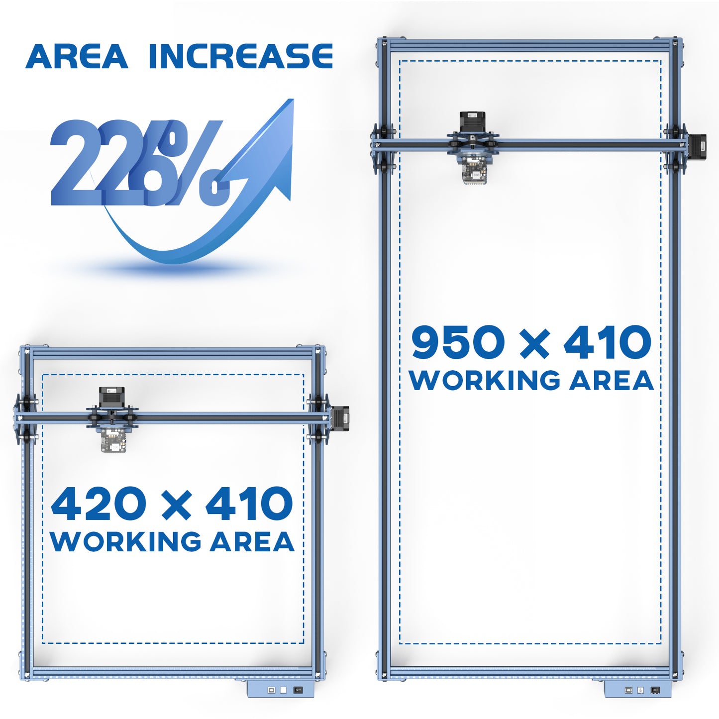 SCULPFUN engraving area expansion kit, used for expanding the engraving area of S6/S6pro/S9 engraving machine to 950x410mm V-slot aluminum shaft directly installed