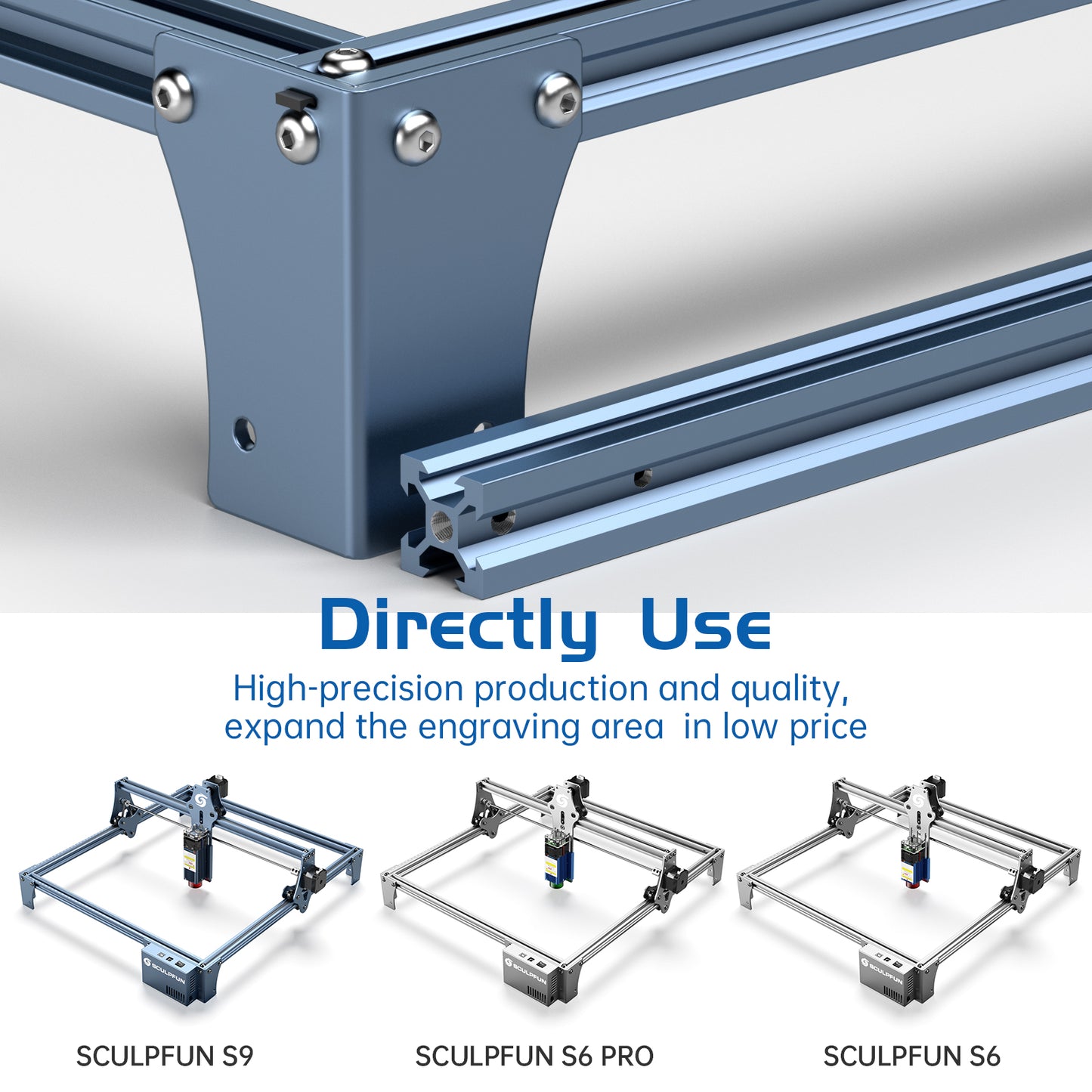 SCULPFUN engraving area expansion kit, used for expanding the engraving area of S6/S6pro/S9 engraving machine to 950x410mm V-slot aluminum shaft directly installed