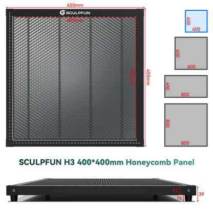 SCULPFUN H3 400x400mm Laser Cutting Honeycomb Panel Workbench Suitable for Diode, CO2 Laser Engraving Machine  Professional metal clamps  Easy to Observe  Desktop Protection