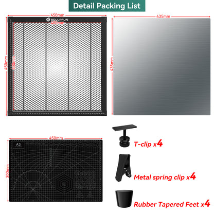 SCULPFUN H3 400x400mm Laser Cutting Honeycomb Panel Workbench Suitable for Diode, CO2 Laser Engraving Machine  Professional metal clamps  Easy to Observe  Desktop Protection