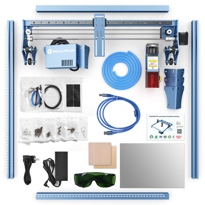 SCULPFUN S10 Laser Engraving Machine High-speed air assist  10W high-density laser  Industrial-grade precision  410x400mm engraving area  All-metal structure  Fast assembly design