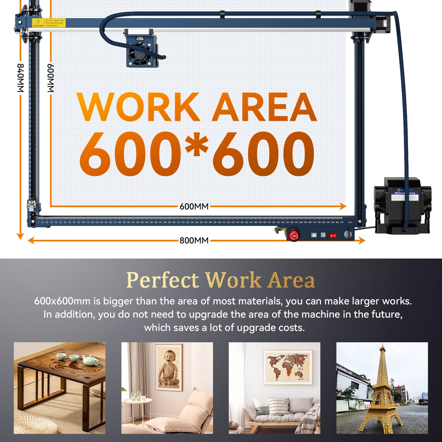 SCULPFUN S30 Ultra-33W Laser Engraving Machine 600x600mm Engraving Area  Automatic Air Assist Replaceable Lens Includes Laser Repair Kit  Air Assist M8 Main Board