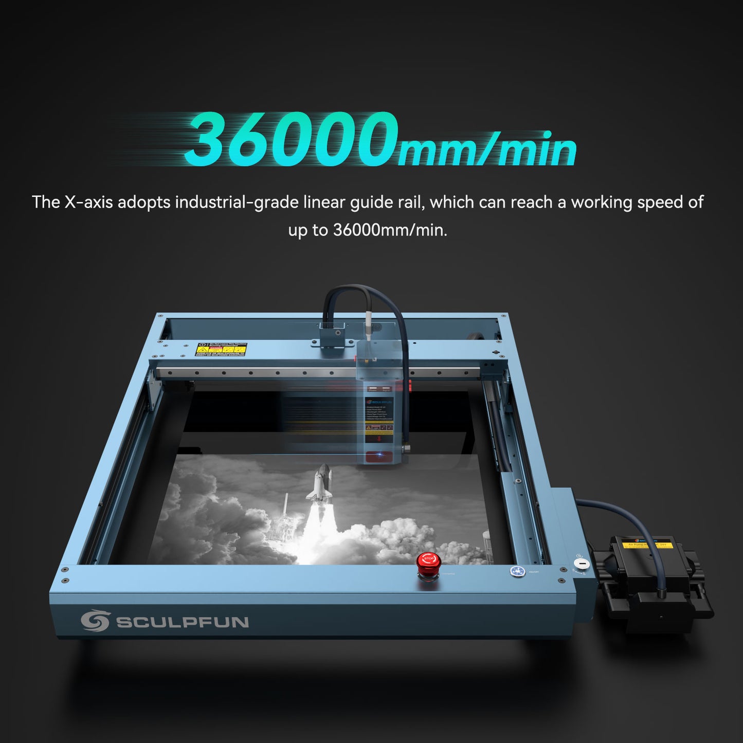 SCULPFUN SF-A9 20W Laser Engraving Machine 400*400mm Working Area with Precise Positioning Multiple Connection MethodS Safety Alarm Function