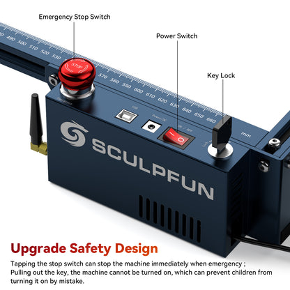 SCULPFUN S30 Ultra-11W Laser Engraving Machine 600x600mm Engraving Area  Automatic Air Assist Replaceable Lens Includes Laser Repair Kit  Air Assist M8 Main Board