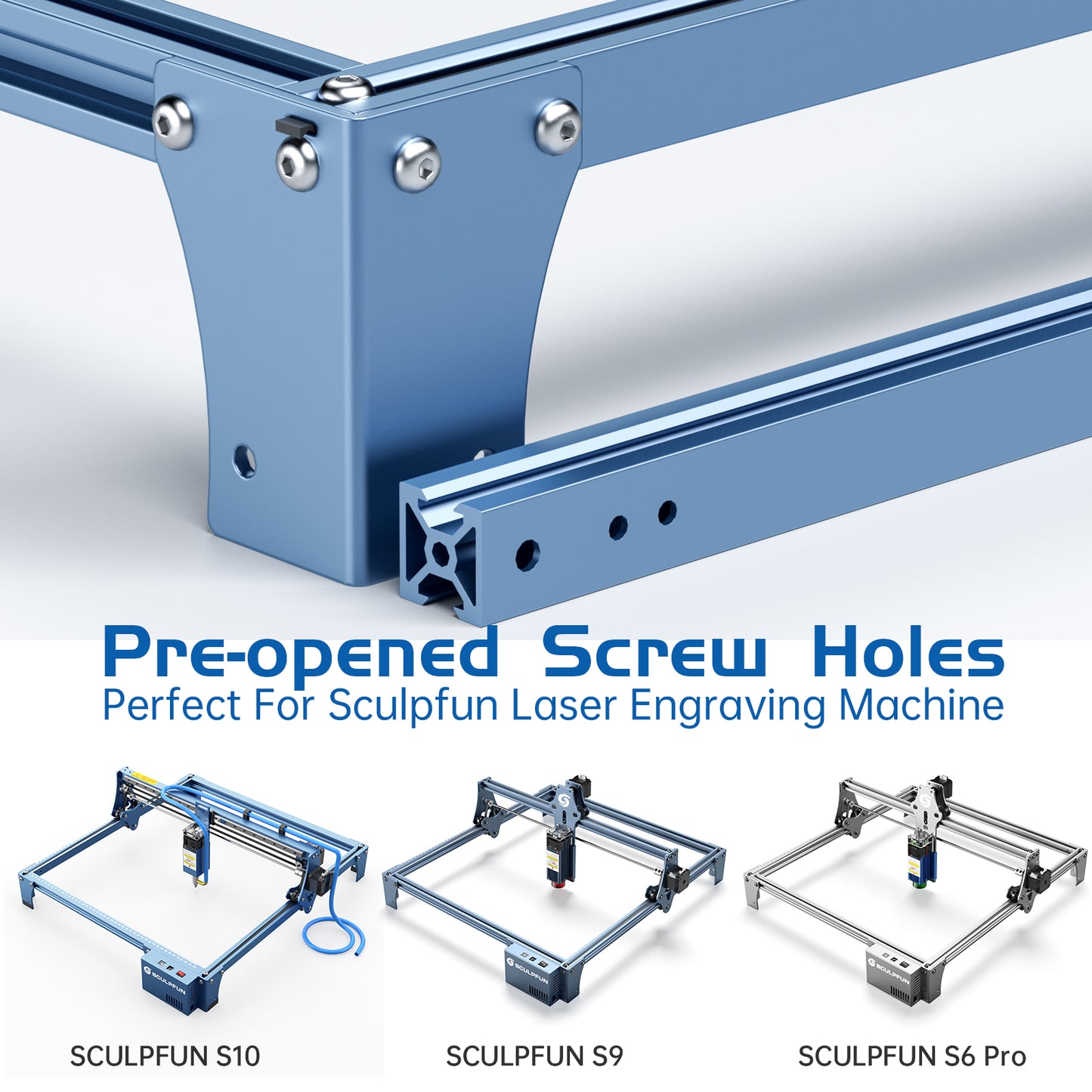 SCULPFUN S10 engraving area expansion kit, used for expanding the engraving area of S10/S9/S6pro/S6 engraving machine to 950x400mm V-slot aluminum shaft  directly installed