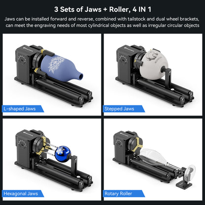 SCULPFUN RA Pro Max 4 in 1 Rotary Chuck for Laser Engraver, Y-axis Multi-Function Rotary Roller Engraving Module with 180° Adjustable Angle for Laser Engraving Cylindrical Objects, Irregular Round Objects