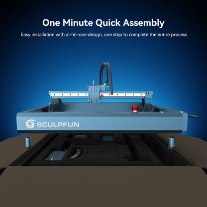 SCULPFUN SF-A9 20W Laser Engraving Machine 400*400mm Working Area with Precise Positioning Multiple Connection MethodS Safety Alarm Function