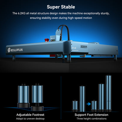 Sculpfun SF-A9 40W Laser Engraver Cutting Machine With Precise Positioning Flame Temperature Alarm Function 400x400mm Working Area