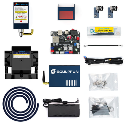 Official SCULPFUN S9 to S30 Ultra-33W Upgrade Kit Package Comes with 33W Laser Module 32-bit Motherboard High-speed Air Assist Pump XY Limit Switch Direct Use without Additional Accessories Purchase