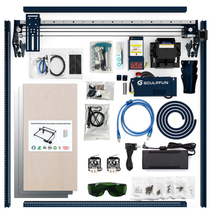 SCULPFUN S30 Ultra-33W Laser Engraving Machine 600x600mm Engraving Area  Automatic Air Assist Replaceable Lens Includes Laser Repair Kit  Air Assist M8 Main Board