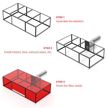 SCULPFUN 1440x720x360mm laser engraving machine Enclosure  Smoke Exhaust Box  Dust-proof box  Powerful suction fan  Metal structure  Modifiable box   Easy to install