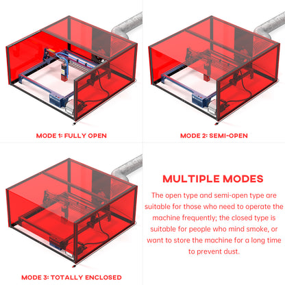 SCULPFUN 720x720x360mm laser engraving machine Enclosure  Smoke Exhaust Box  Dust-proof box  Powerful suction fan  Metal structure  Modifiable box   Easy to install