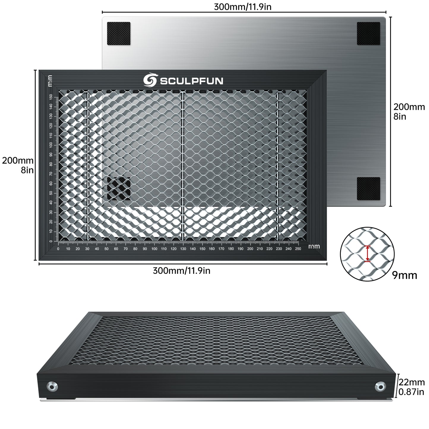 SCULPFUN Laser cutting Honeycomb Working Table Board Platform for CO2 or diode Laser Engraver Cutting Machine 300x200mm  easy-observing table-protecting