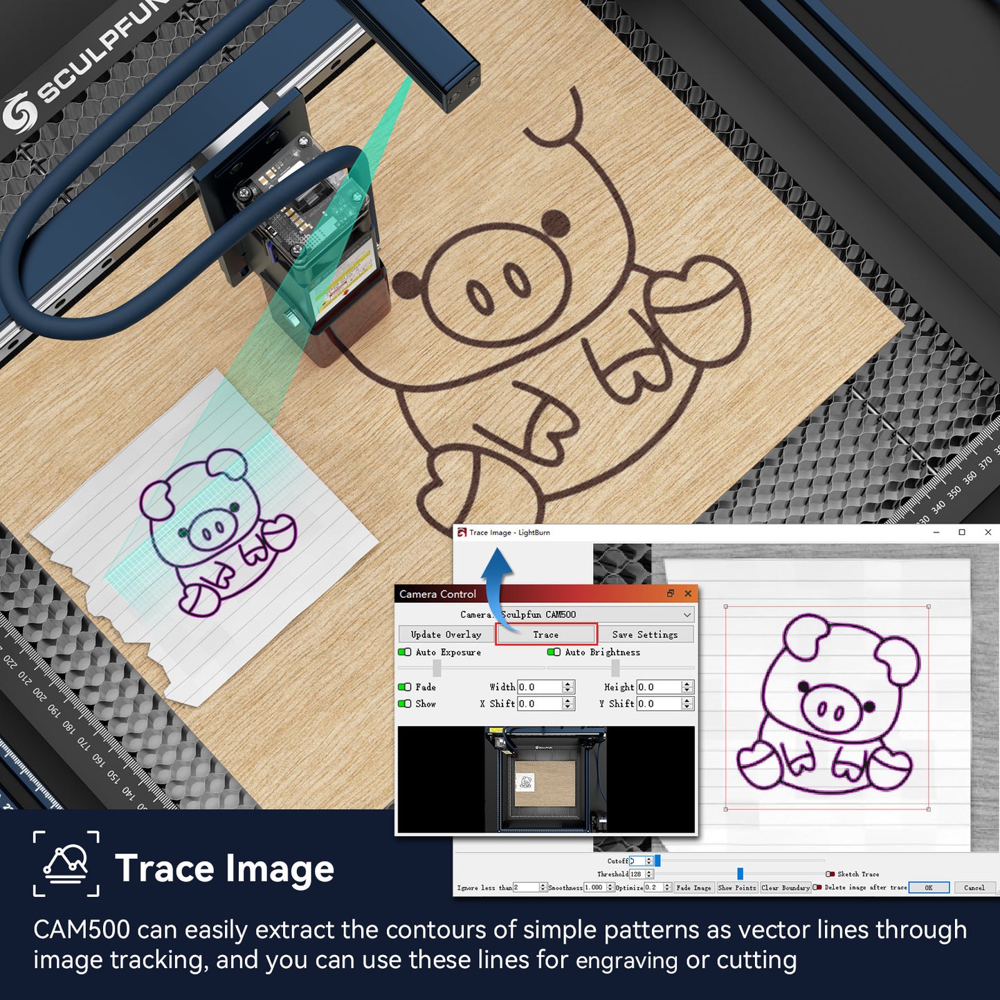 SCULPFUN CAM500 Lightburn Camera Module for Laser Engraver Precision Positioning Image Tracing Process Recording