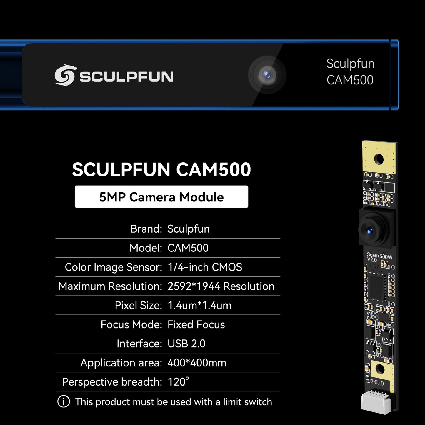 SCULPFUN CAM500 Lightburn Camera Module for Laser Engraver Precision Positioning Image Tracing Process Recording