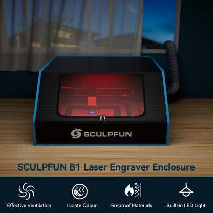 SCULPFUN B1 Laser Engraver Enclosure Smokeproof Fireproof Protective Cover with Powerful Suction Fan