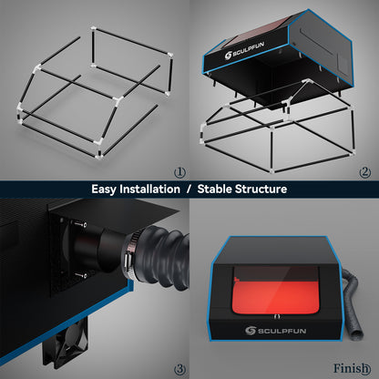 SCULPFUN B1 Laser Engraver Enclosure Smokeproof Fireproof Protective Cover with Powerful Suction Fan