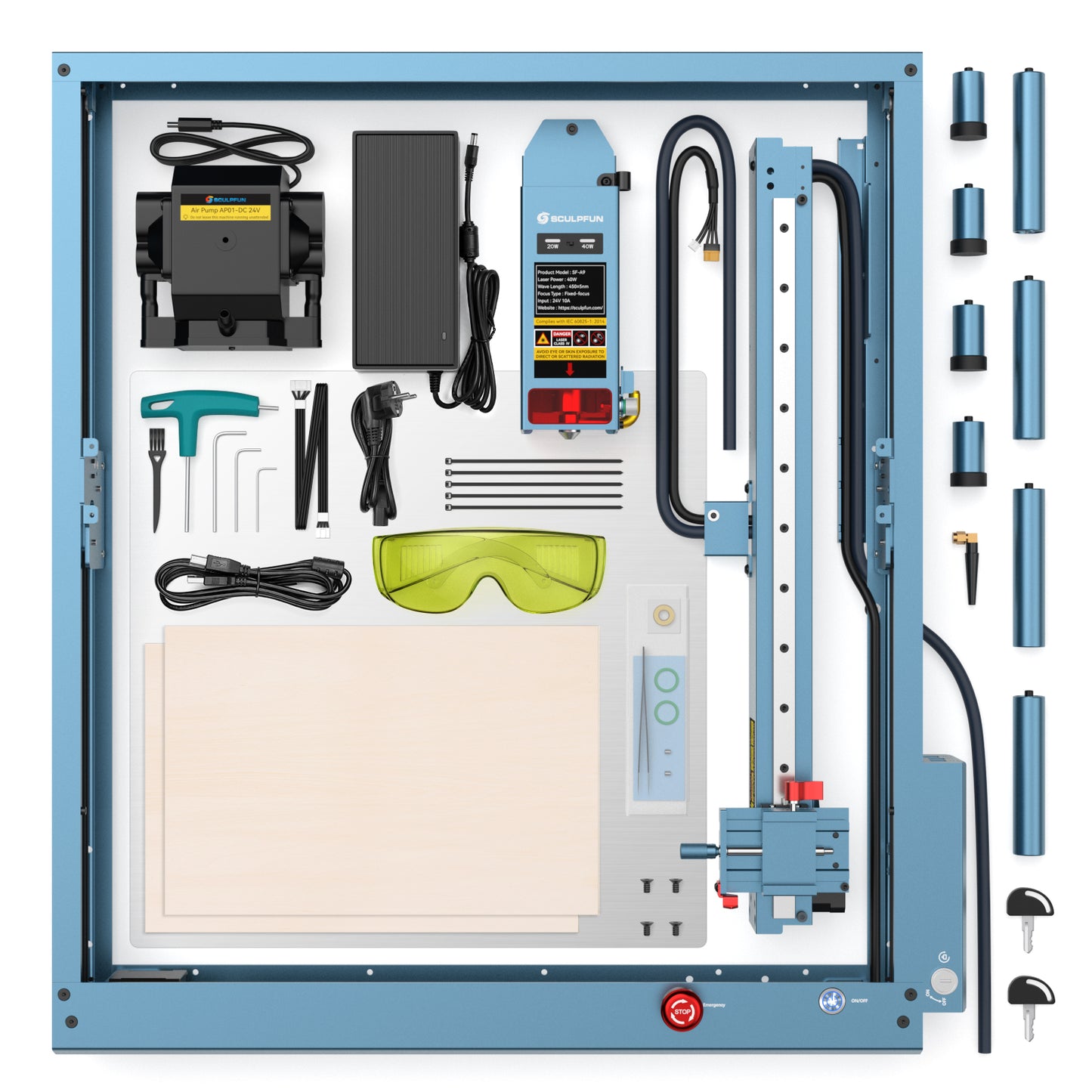 Sculpfun SF-A9 40W Laser Engraver Cutting Machine With Precise Positioning Flame Temperature Alarm Function 400x400mm Working Area