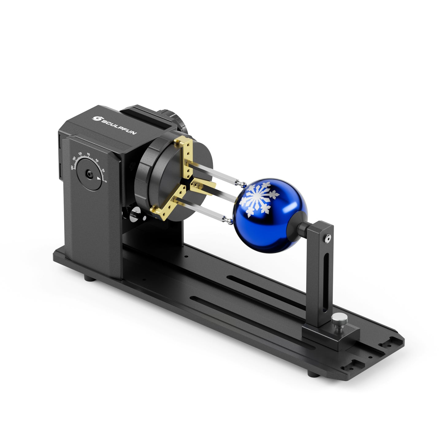 SCULPFUN RA Pro Rotary Chuck for Laser Engraver, Y-axis Multi-Function Rotary Module with 180° Adjustable Angle for Laser Engraving Cylindrical Objects Irregular Round Objects