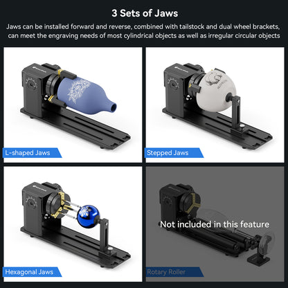 SCULPFUN RA Pro Rotary Chuck for Laser Engraver, Y-axis Multi-Function Rotary Module with 180° Adjustable Angle for Laser Engraving Cylindrical Objects Irregular Round Objects