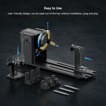 SCULPFUN RA Pro Rotary Chuck for Laser Engraver, Y-axis Multi-Function Rotary Module with 180° Adjustable Angle for Laser Engraving Cylindrical Objects Irregular Round Objects