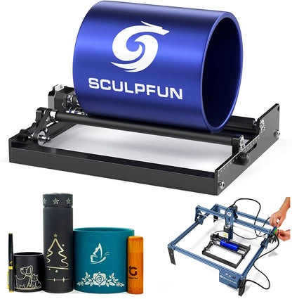 SCULPFUN Laser Rotary Roller Laser Engraver Y-axis Rotary Roller with 360°Rotating for laser Engraving Cylindrical Objects Cans (Includes 4 raise feet)